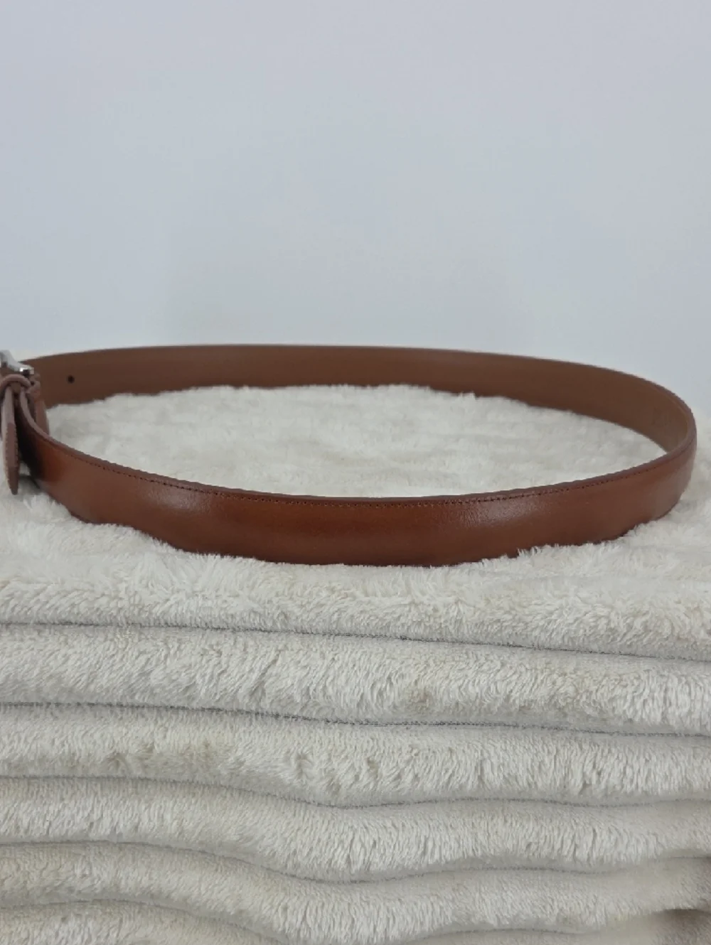 Jos. A. Bank Brown Leather Belt with Silver Buckle